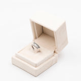 Anello vintage in oro bianco 14K con diamanti bianchi e neri (0.22ctw ca.), anni '70