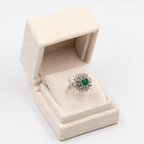 Anello vintage in oro bianco 14k con smeraldo (0,80ct) e diamanti (0,80ctw), anni '60