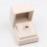 Anello vintage in oro giallo 14k con rubini e diamanti