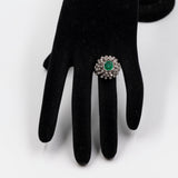 Anello vintage in oro bianco 14k con smeraldo (0,80ct) e diamanti (0,80ctw), anni '60