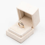 Anello vintage in oro giallo 14K con acquamarina e diamanti (0.20ctw ca.), anni '80