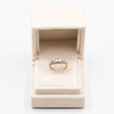 Anello vintage in oro giallo 14K con acquamarina e diamanti (0.20ctw ca.), anni '80