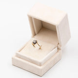 Anello vintage in oro giallo 9k con zaffiri (0.30ctw ca.) e diamante, anno 1988