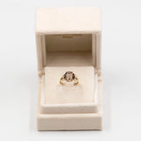 Anello vintage da cocktail in oro giallo 8k con quarzo fumé