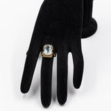 Anello vintage in oro giallo 14k con acquamarina (6ct), anni '70