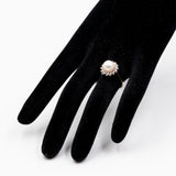 Anello vintage a fiore in oro bianco 18k con perla e diamanti (0.14ctw), anni '60