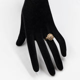 Anello vintage a fiore in oro giallo 14k con diamanti (1ctw), anni '70