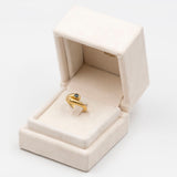 Anello vintage in oro giallo 18K con zaffiro e diamanti, anni '70