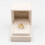 Anello vintage in oro giallo 18K con zaffiro e diamanti, anni '70