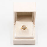 Anello vintage a fiore in oro giallo 14k con diamanti (1ctw), anni '70