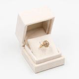 Anello vintage a fiore in oro giallo 14k con diamanti (1ctw), anni '70