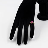 Anello "bypass" vintage in oro giallo 9K con rubini (1ctw ca.) e diamanti