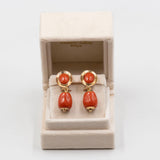 Orecchini in oro giallo 18k e corallo rosso , anni '50