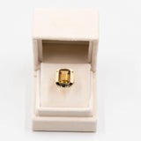 Anello vintage da cocktail  in oro giallo e rosa 14k con quarzo citrino di 7ct.