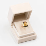 Anello vintage da cocktail  in oro giallo e rosa 14k con quarzo citrino di 7ct.