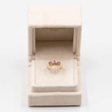 Anello vintage in oro giallo 14k con rubini e diamanti (0,08ctw)