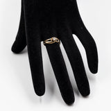 Anello vintage in oro giallo 14k con diamante (0,18ct), anni '70
