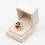 Anello da cocktail vintage in oro 14k con quarzo fumè (14ct), anni '70