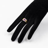 Anello a fascia vintage in oro 8K con ametista cabochon