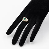 Anello vintage in oro giallo 14k con smeraldo (1,10ct) e diamanti (0,16ctw), anni '40/'50
