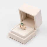 Anello vintage in oro giallo 14k con smeraldo (1,10ct) e diamanti (0,16ctw), anni '40/'50