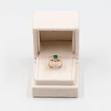 Anello vintage in oro giallo 14k con smeraldo (1,10ct) e diamanti (0,16ctw), anni '40/'50
