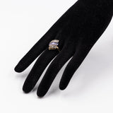 Anello vintage in oro giallo 9k con tanzaniti (0,60ct) e acquamarine (0,10ctw)