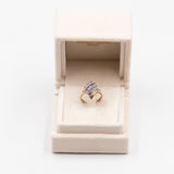 Anello vintage in oro giallo 9k con tanzaniti (0,60ct) e acquamarine (0,10ctw)