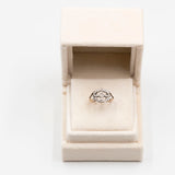 Anello antico in oro giallo 14k e argento con rosette, primi del '900