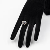 Anello vintage in oro bianco 14k con zaffiro (0,50ct) e diamanti (0,42ctw), anni '70