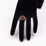 Anello vintage in oro giallo 8k con granati, anni '40