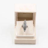 Anello vintage a marquise in oro giallo 18k brunito con diamanti (2,20ctw), anni '40/'50