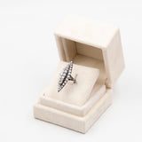 Anello vintage a marquise in oro giallo 18k brunito con diamanti (2,20ctw), anni '40/'50