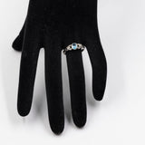 Anello vintage in oro bianco 9k con topazio e diamanti