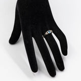 Anello vintage in oro bianco 9k con topazio e diamanti