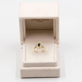 Anello vintage in oro giallo 18k con zaffiro (0,50ct) e diamanti, anni '70