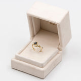 Anello vintage in oro giallo 18k con zaffiro (0,50ct) e diamanti, anni '70