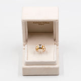 Anello vintage a fiocco in oro giallo 18K con diamante taglio rosa, anni '50
