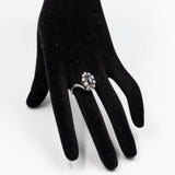 Anello vintage a margherita in oro bianco 14k con zaffiro marquise (1ct) e diamanti (0,60ctw), anni '70