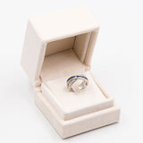 Anello vintage in oro bianco 14k con diamanti (0.26ctw) e zaffiri, anni '80