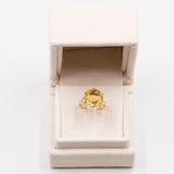 Anello da cocktail vintage in oro giallo 14k con quarzo citrino (7ct), anni '60