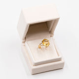 Anello da cocktail vintage in oro giallo 14k con quarzo citrino (7ct), anni '60