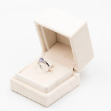 Anello vintage in oro bianco 9k con tanzanite (0,80ct) e diamanti (0,10ctw)