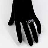 Anello vintage in oro bianco 14k con diamanti (0.26ctw) e zaffiri, anni '80
