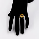 Anello da cocktail vintage in oro giallo 14k con quarzo citrino (7ct), anni '60
