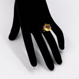 Anello da cocktail vintage in oro giallo 14k con quarzo citrino (7ct), anni '60