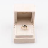 Anello vintage in oro giallo 14k con zaffiri e diamanti, anni '70