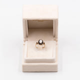 Anello vintage a margherita in oro giallo 9k con opale e zaffiri