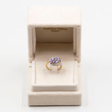 Anello in oro giallo 9k con tanzaniti (1,20ct) e diamanti (0,16ct)