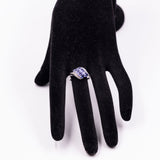 Anello vintage in oro bianco 14k con tanzaniti (1,20ctw) e diamanti